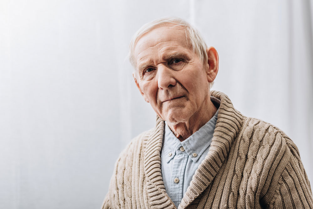 An elderly patient suffering from dementia which also affected his speech and language.