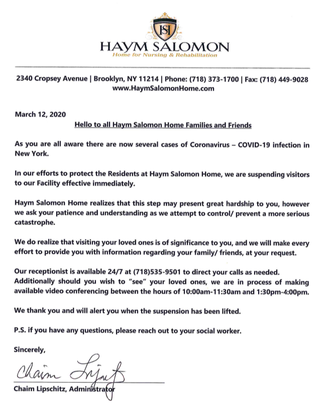 Important update regarding Coronavirus Coronavirus notification letter
