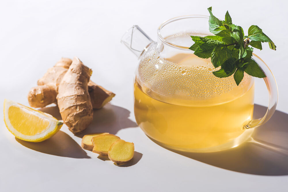green tea with lemon and ginger is helpful for elevated cholesterol
